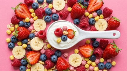 Obraz premium Yogurt Bowl with Mixed Berries and Cereal