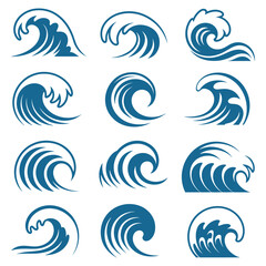Stylish wave patterns vector collection for ocean-themed designs