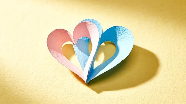 Three Paper Hearts in Pastel Colors.