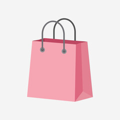 Pink Shopping Bag Icon &ndash; Retail Store Paper Bag Vector Illustration