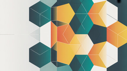 Obraz premium Colorful geometric pattern of hexagons in shades of yellow, orange, and green