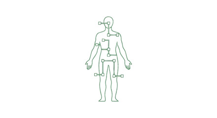 Abstract Human Body Outline with Connected Dots and Lines.