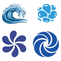 Modern flat design water and nature elements set