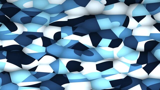 Abstract motion creates dynamic background patterns in a kaleidoscope of blue hues and white accents.