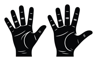 Obraz premium Black Silhouette of Two Open Hands with Fingers Spread Wide