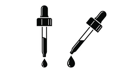 Two black pipette icons with droplets one upright and one tilted © MdSamsuzzaman
