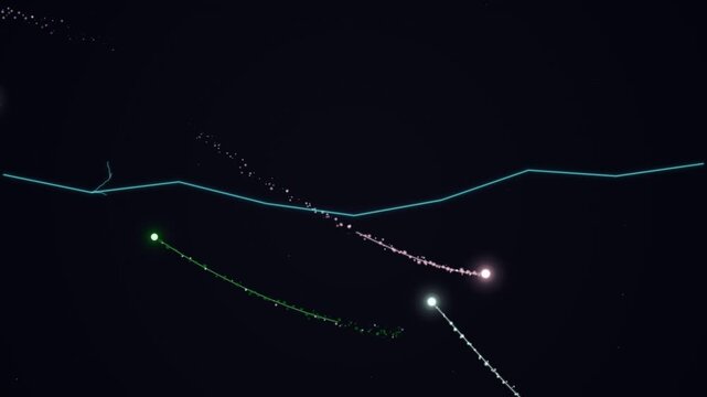 Aerial Nighttime Drone Formation Flying in Synchronized Patterns over Dark Landscape