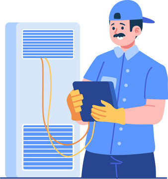 mainframe technician character illustration