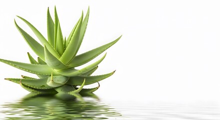 Aloe vera plant in water reflection