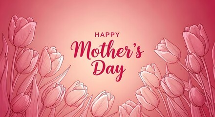 Happy mother's day greeting card with pink flowers
