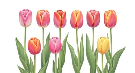 Vibrant tulip bouquet with diverse color palette