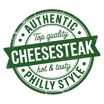 Authentic philly style cheesesteak logo top quality hot tasty