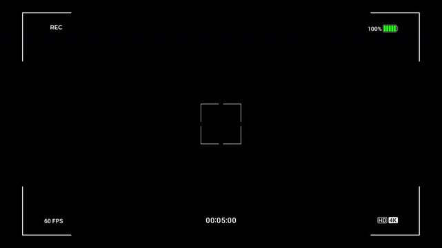 Recording screen overlay with square focus point for video production, filmmaking, photography, cinematography projects, and creative visual content creation.