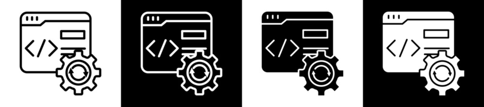 Web Development Icon In Flat Version On Black And White Background