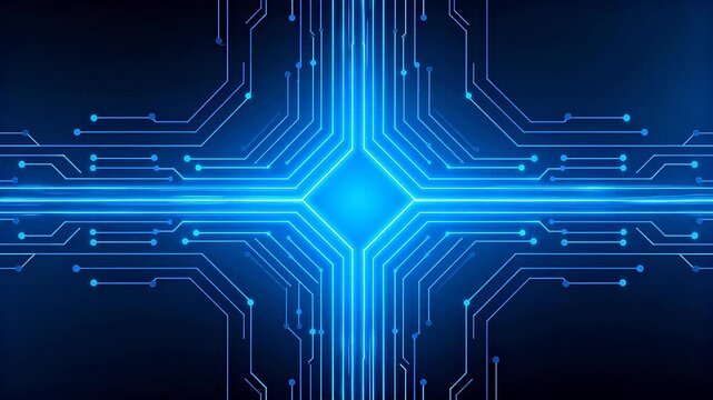 Blue glowing circuit board design