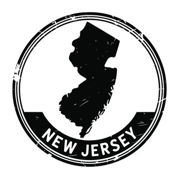 New jersey state shape within a circular emblem