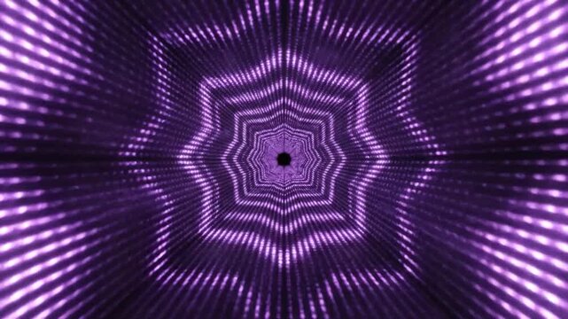 Abstract purple light tunnel with star shape creating a futuristic background