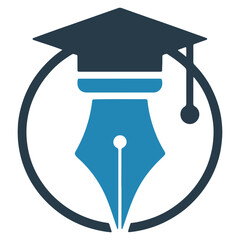 Educational pen with graduation cap modern flat icon