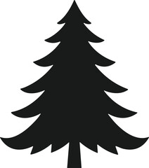 Obraz premium Pine tree silhouette icon isolated on white background, evergreen forest symbol, simple black nature illustration for design use