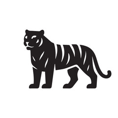 Obraz premium Black and White Tiger Silhouette Icon Vector