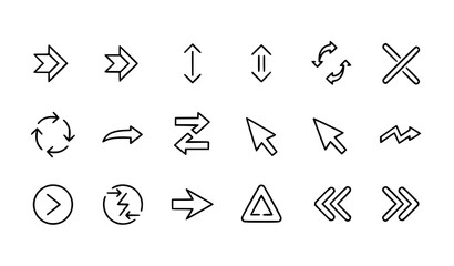 Modern Arrow Vector Icon Set with Cursor Pointer Direction Sign and Flat Black Creative Arrows © Shukimon