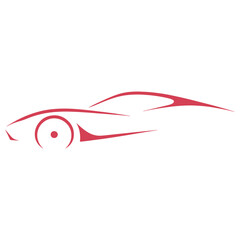 Minimalist red race car vector illustration for sports and speed themes