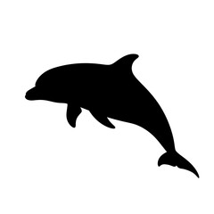 Fototapeta premium Black silhouette of a dolphin jumping.