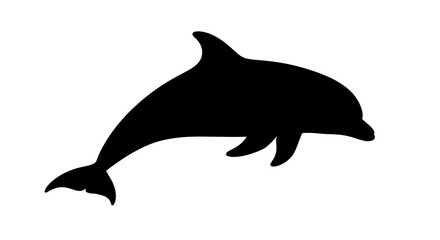 Fototapeta premium Black silhouette of a dolphin swimming.