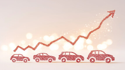 Obraz premium Automotive Market Ascent: A conceptual representation of growth within the automotive industry, depicted with a dynamic arrow soaring upward, symbolizing progress and expansion.
