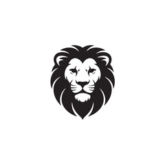 Obraz premium Black lion face silhouette strong symmetrical white