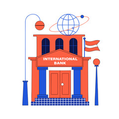 Obraz premium A colorful illustration of an international bank building