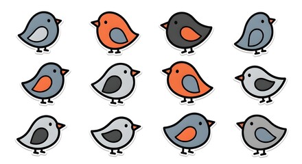Fototapeta premium set of cartoon birds