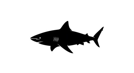 Fototapeta premium Black silhouette of a shark swimming.