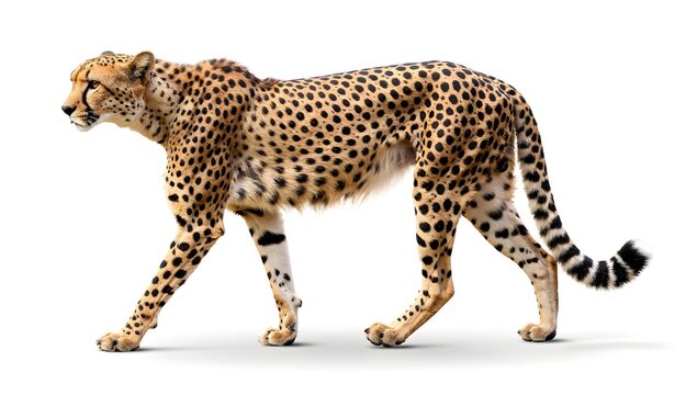 Full Body Cheetah Side Profile Isolated Studio Style