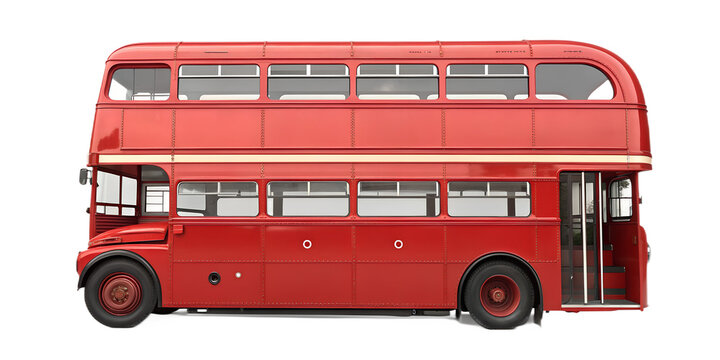 Classic Red Double Decker London Bus Side Elevation Isolated