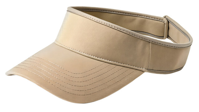 Beige Cotton Sports Sun Visor Hat with Curved Brim Isolated