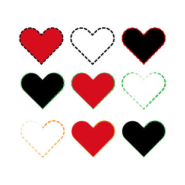 Red heart icons set vector. Colorful love icon. heart Strock icon.