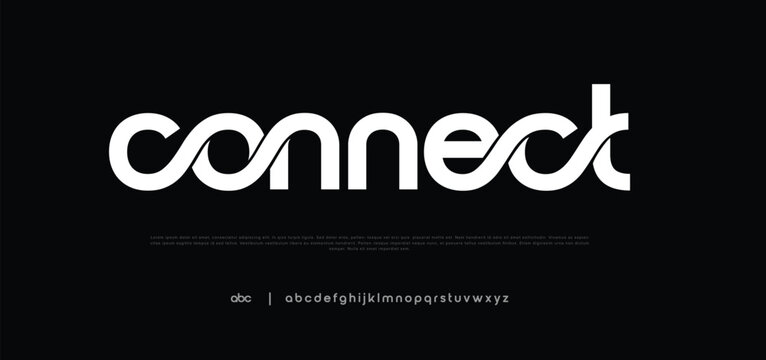 Abstract technology science alphabet lowercase font. digital space typography vector illustration design
