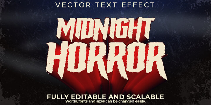 A dark and spooky midnight horror text effect on a black background