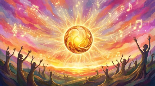 Praise As Rising Sun Bringing Joy And New Day
