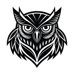 Fototapeta premium Black and white owl head vector illustration