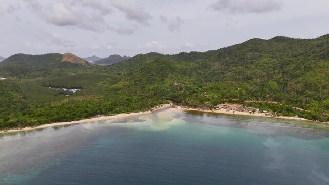 Drone Aerial View of the town of Bulawit,near Coron in the Philippines.