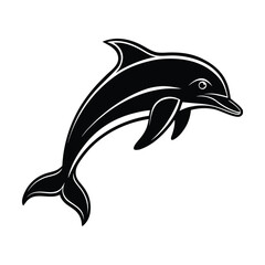 Obraz premium Black dolphin icon vector