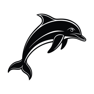 Black dolphin icon vector