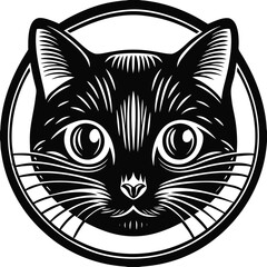 Obraz premium Black cat head vector illustration