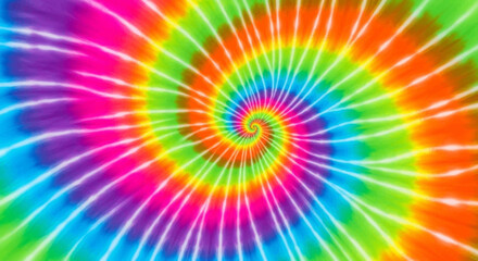 Vibrant psychedelic spiral pattern with rainbow colors and neon glow.