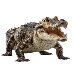 Fototapeta premium Realistic Crocodile Isolated on Transparent Background, High Detail Wildlife Predator PNG