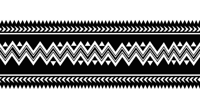 Black and white geometric ethnic pattern design elements.