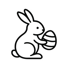 Obraz premium Simple Line Art Easter Bunny Holding an Egg 19.eps Illustration