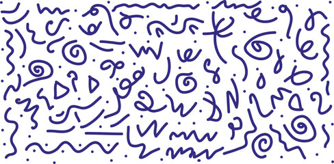 Abstract blue scribbles on white background